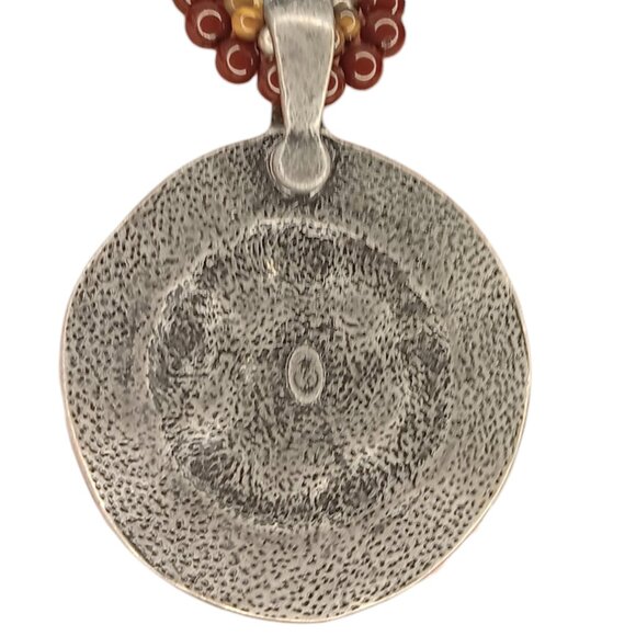 Premier Designs Tigers Eye Medallion Chunky Brown Silvertone Statement Necklace - Picture 5 of 9